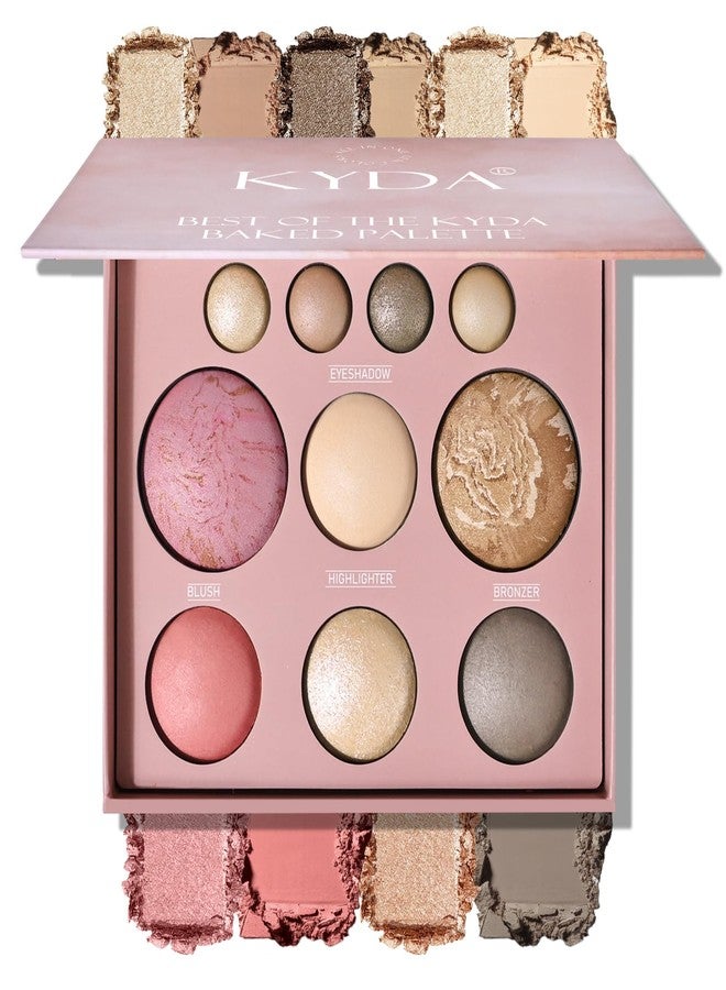 كيدا باليت مكياج KYDA Best Of The Baked، باليت كاملة الحجم تحتوي على 10 ألوان، تتضمن 2 برونزر، 2 أحمر خدود، 2 هايلايتر، و4 ظلال عيون، مكياج سهل الحمل، غني بالأصباغ، يدوم طويلاً. - Image 1